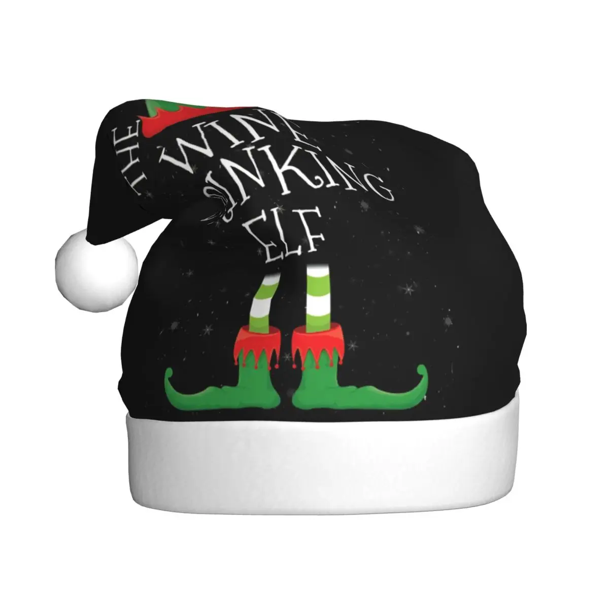 Wine Drinking Elf Family Matching Christmas Christmas Hat for Adult Men Women Santa Hat Cap Christmas Party Decoration Gift