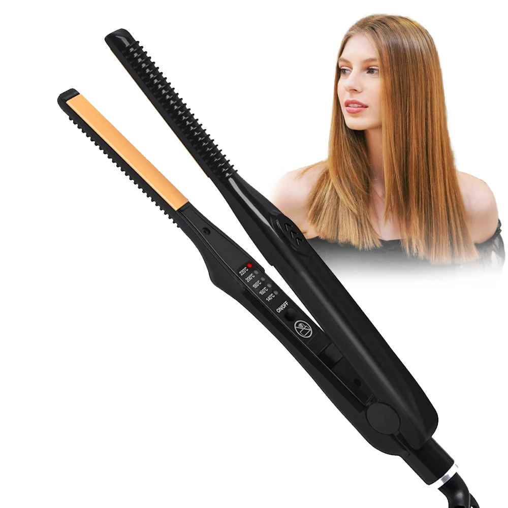

Ultra-Thin Hair Curler 2 in 1 Function Hair Straightener and Crimper 4 Temperature Ceramic Flat Thin Plate Styling Tool