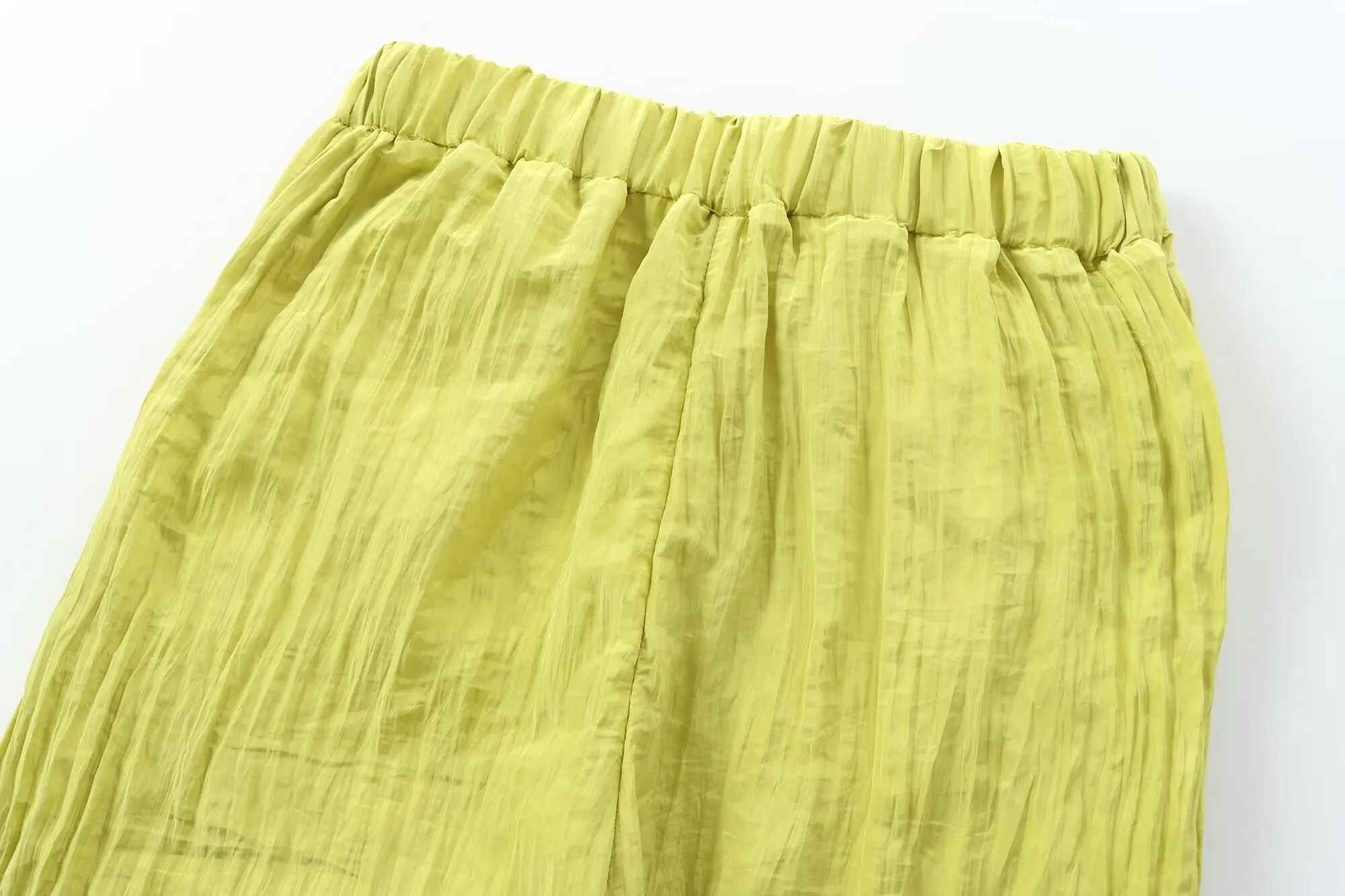 Pantalones de pierna ancha con efecto plisado para Mujer, Pantalón Retro de cintura alta elástica, a la moda, 2024