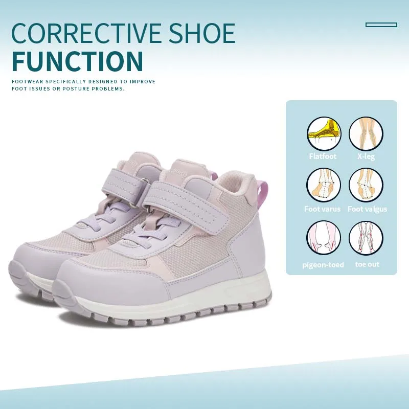 Princepard Orthopedic Shoes for Kids with Arch Support Pink Navy Flat Feet Toe Walking Girls Boy Sneakers with Corrective Insole
