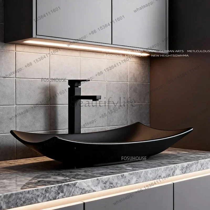 FG Nordic Creative Rectangular Countertop Washbasin Minimalist Bathroom Sinks Bathroom Ceramic Basin Vanity Sink Wash Hand Basin