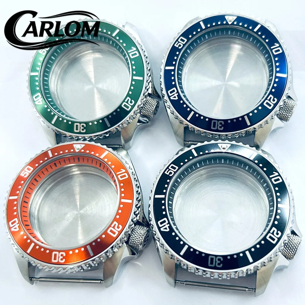 42mm NH Watch Case For NH34 NH35 NH36 NH38 NH39 NH70 NH72 Movement SKX007 S Crown Black Blue Green Orange Ring
