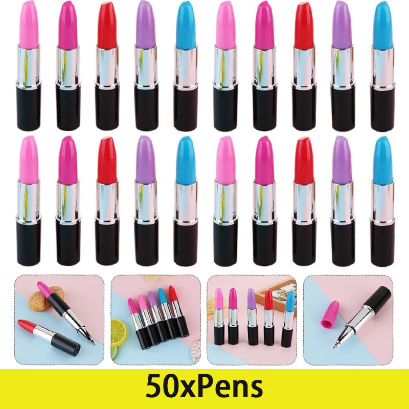 

50Pcs Ball- Point Pens Lipstick Office Drawing Pen BallPoint Pens Gel Ink Pens Office Supplies Signing Pen Lipstick Gel Pen