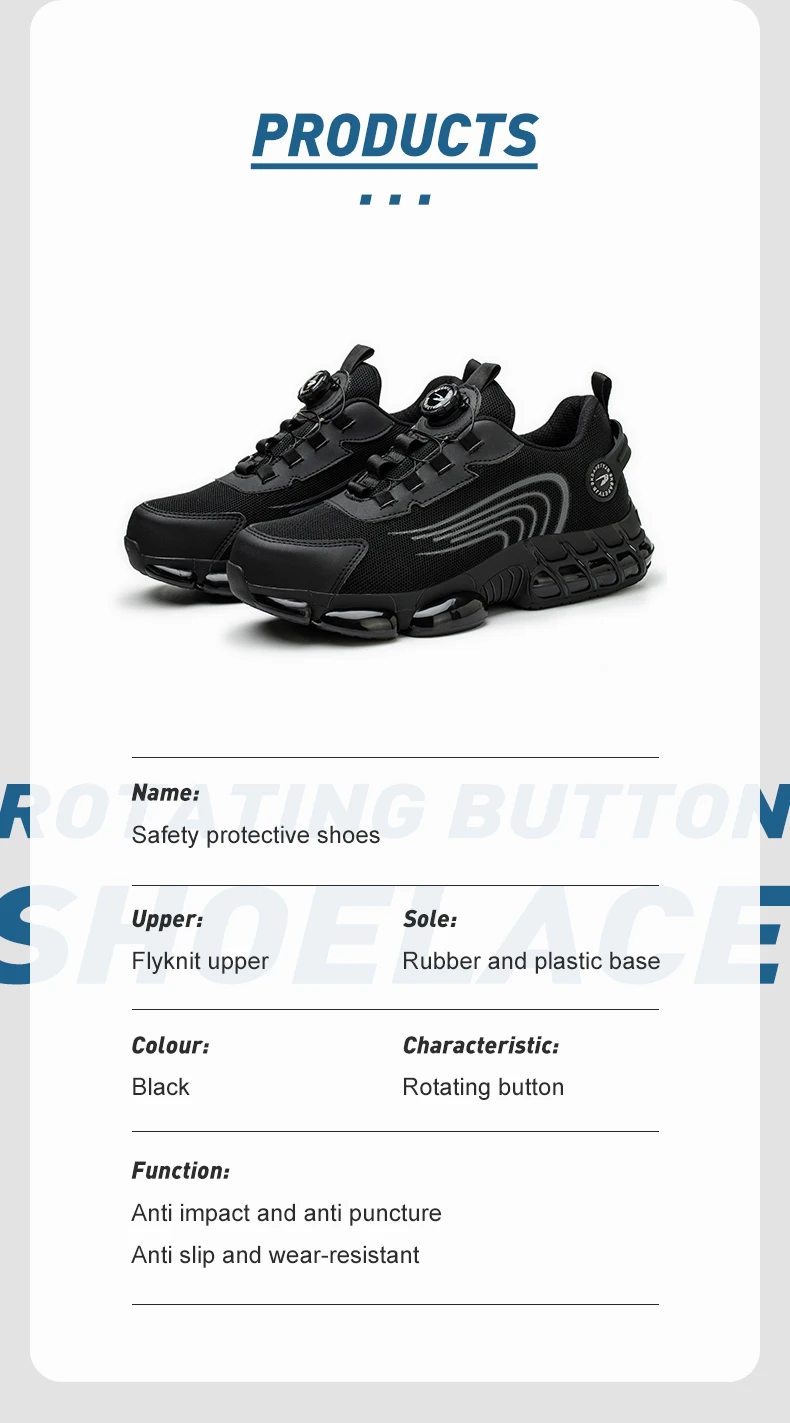 Rotierende Knopf Sicherheitsschuhe Männer Stahlkappe Sneaker Air Kissen Arbeit Mann Pannensichere Arbeitssicherheit Industrielle Schutzschuhe – Detail 6