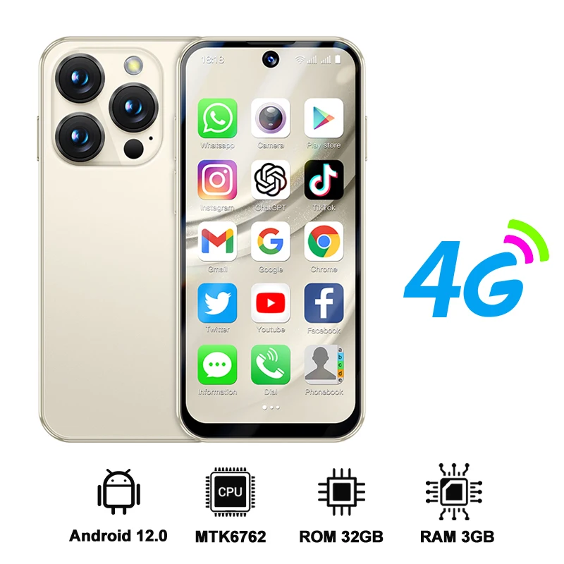 SERVO 19PRO 4G Netwerk Mini Smartphone Android12 OS RAM 6GB ROM 128GB Speelwinkel GPS OTG 3.88 "Display 2 SIM Pocket Smartphones