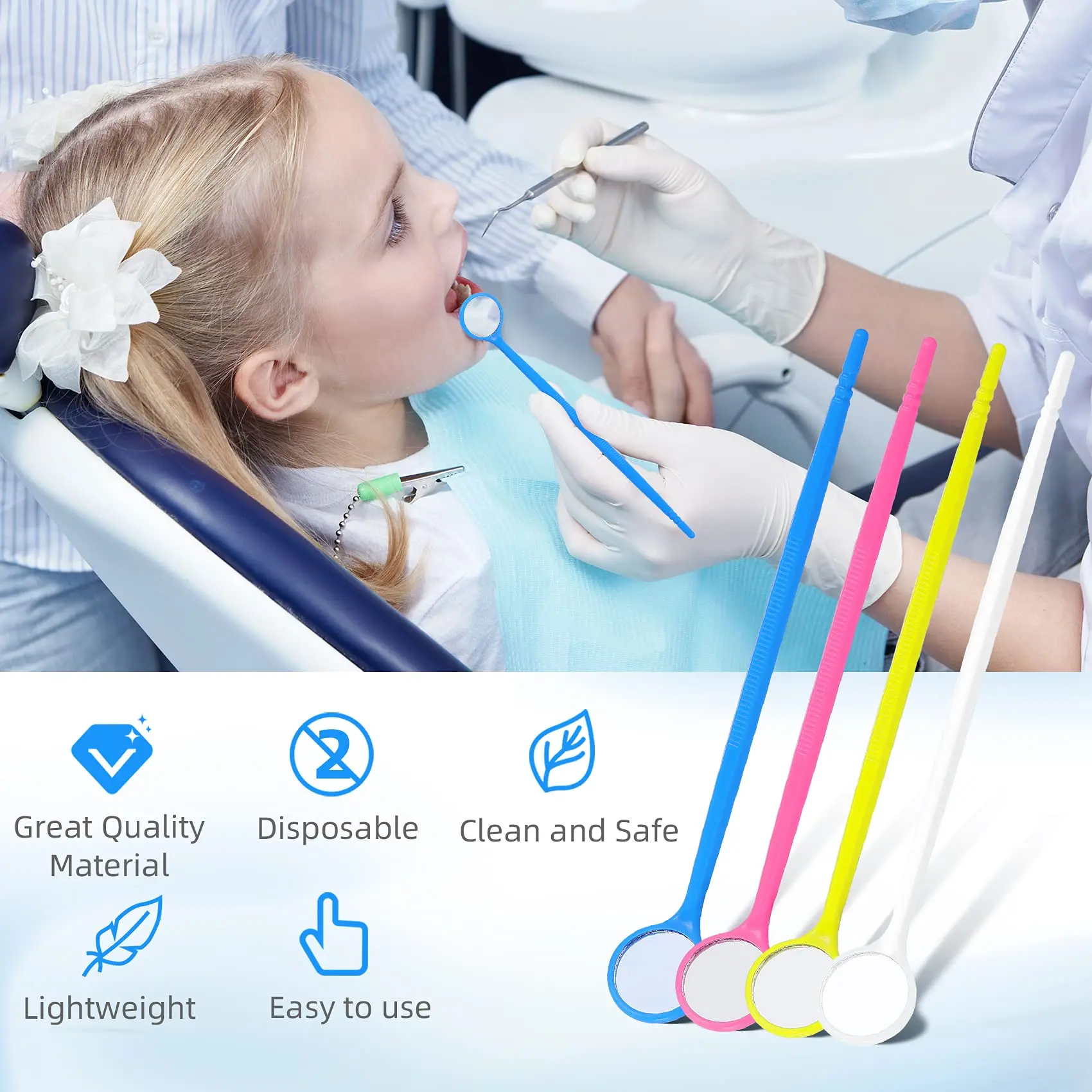 

PROTECTOR 40pcs/Set Disposable Plastic Dental Mirrors Anti-Fog Dentist Mouth Mirror
