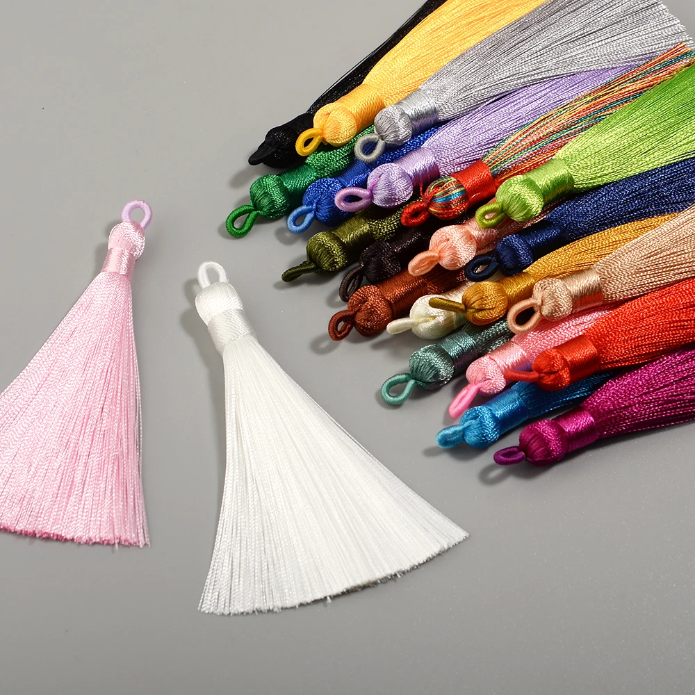 5-10 Stück 90mm Polyester-Seidenquasten Vertikale Quasten Dekoration Handwerk DIY Schmuck Heimdekoration Nähzubehör Vorhang-Accessoires – Detail 4