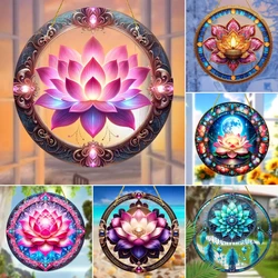 Lotus Sun Catcher,lotus Flower Acrylic Round Sign Translucent Stained Window Hanging,holiday Gifts,Room,House,Garden Yard Decor