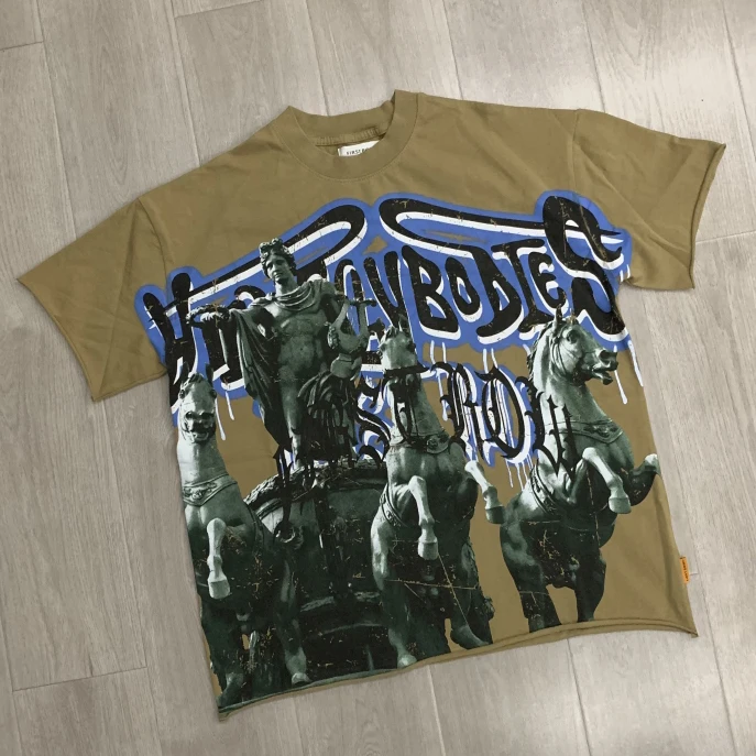 FIRST ROW T-shirt Short-sleeved Unisex 2026 Street Loose Statue Print T Shirt Vintage Hip Hop Style Street Men Women Top Tees