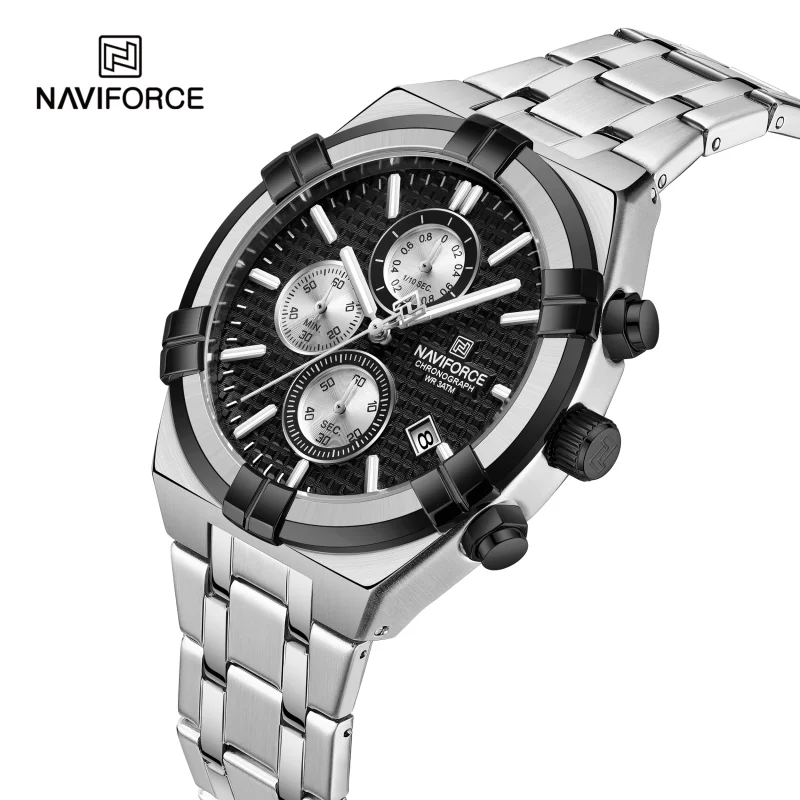 NAVIFORCE Men Quartz Chronograph Watch Waterproof Luminous Date Stainless Steel Casual Business Sport Wristwatch Gifts Box view 4