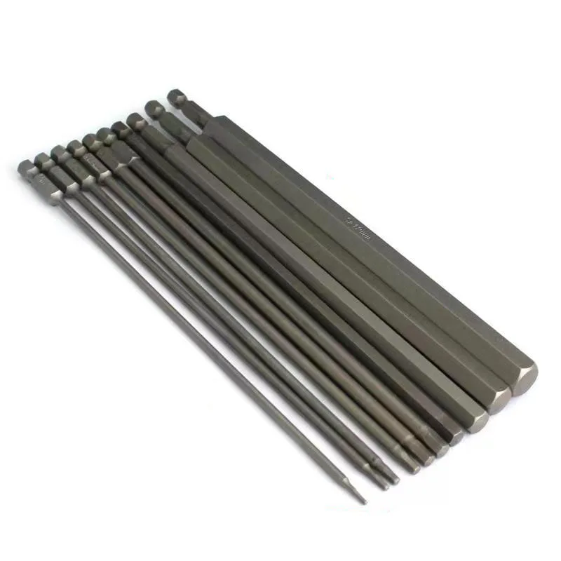 Imagem -03 - Elétrica Hex Bit Screwdrive Chave Allen s2 Liga Magnético Hex Haste Tamanho Grande h8 H10 H12 Alongar 150 mm 200 mm