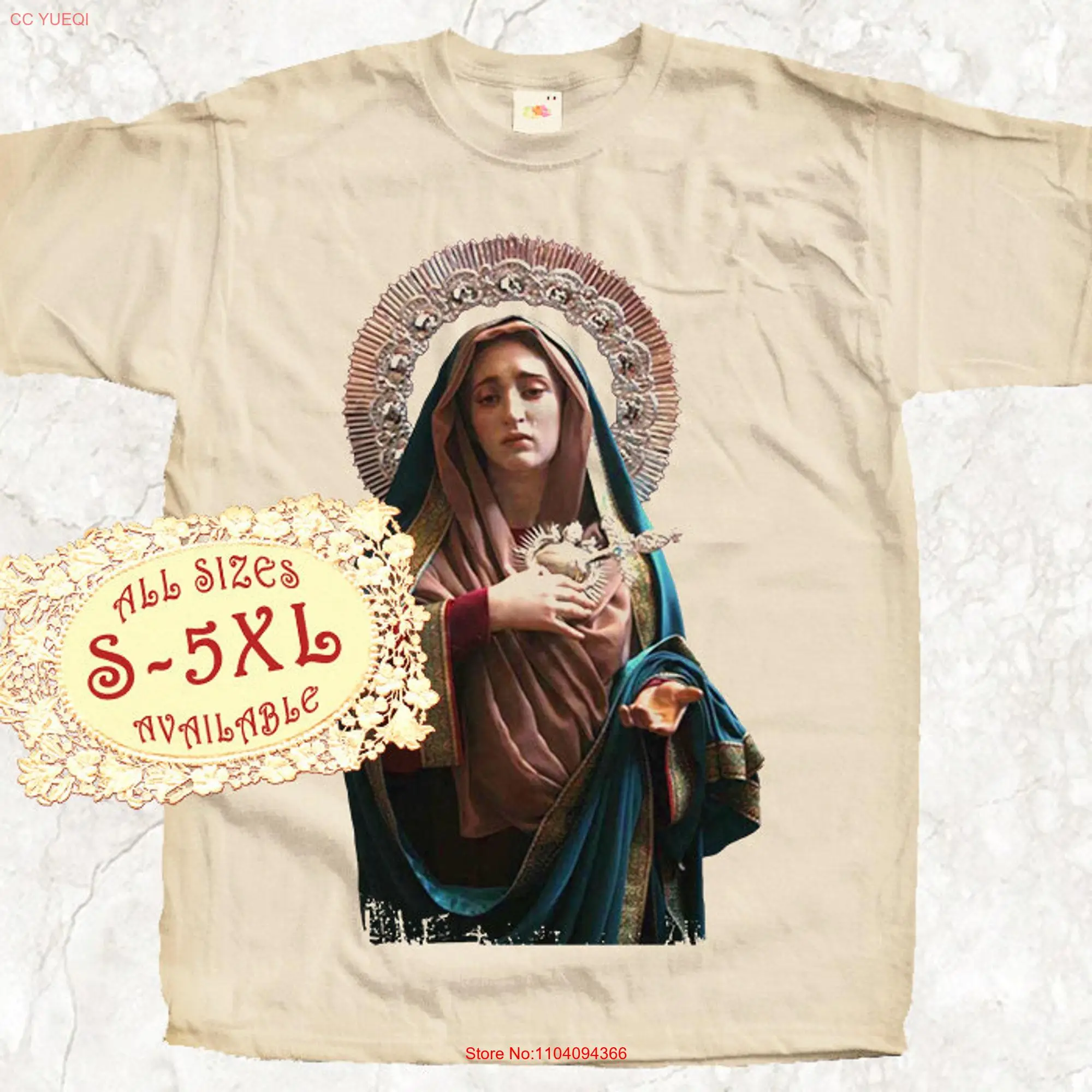 Our Lady of Sorrow V37 Catolic T SHIRT All sizes S 5XL Religious Christian Catholic TEE Natural long or short sleeves