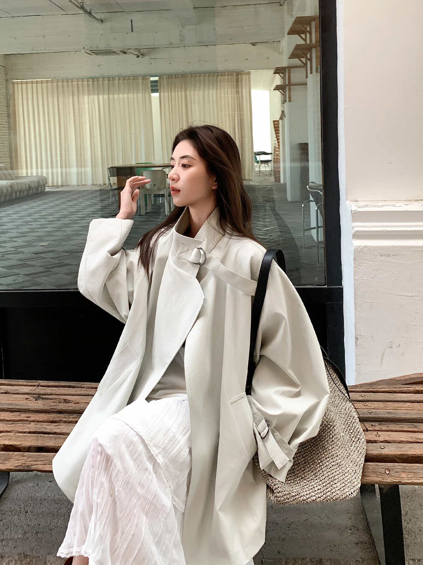 

Женская куртка из протеиновой кожи TWINS Sydney Soliloquy Design свободного кроя с воротником-стойкой, универсальная, модная, синяя