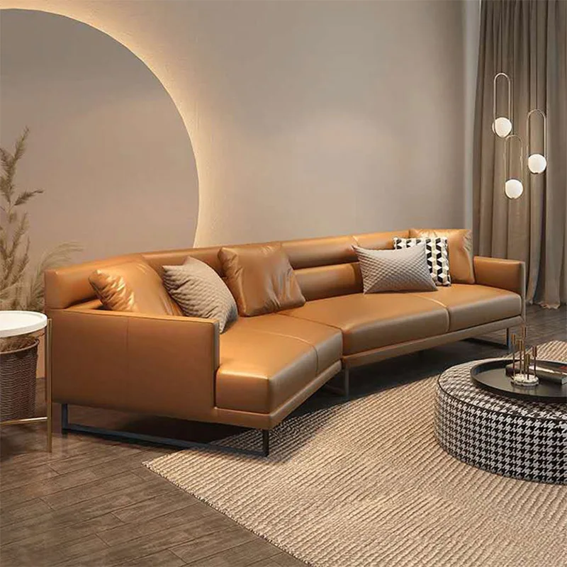 Leather sofa living room size apartment type princess corner first layer cowhide