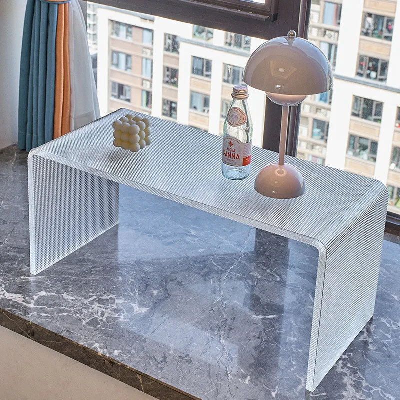 Transparent living room small coffee table solid wood simple cream household bay window balcony computer shorty tea