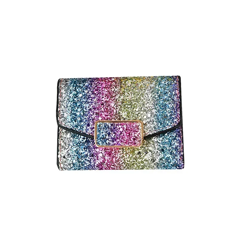 Nueva cartera de lentejuelas, monedero corto a la moda para mujer, bolso colorido para mujer, carteras para mujer