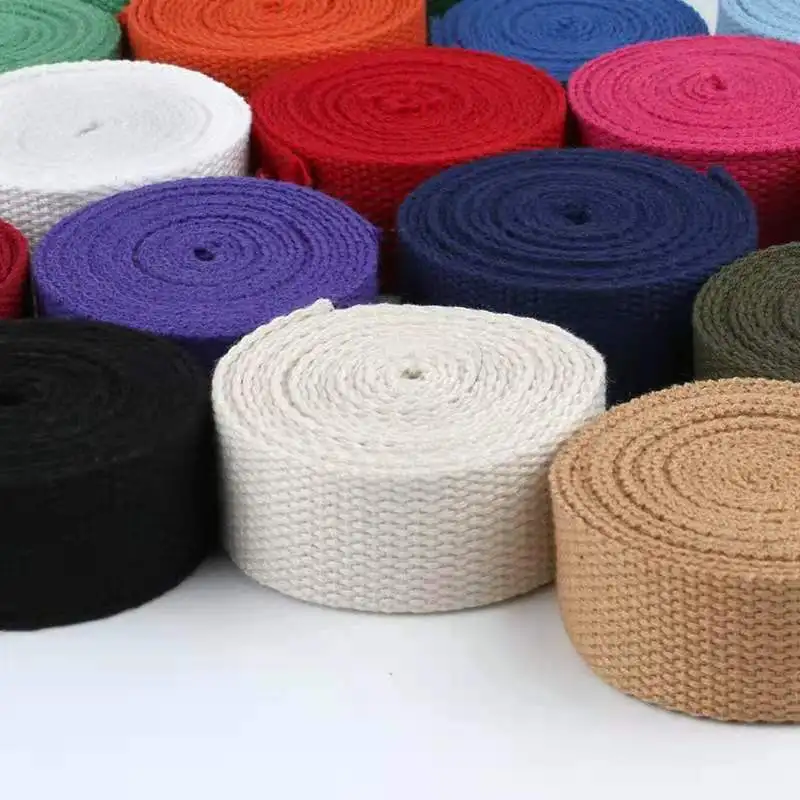 5 Meters 25mm Solid Color Cotton Webbing Bag Canvas Webbing Knapsack Strapping Sewing Bag Strap Accessories DIY Webbings