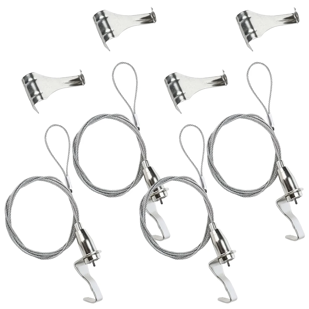 

4 Sets Picture Hanging Cord Hooks 0.5M Steel Wire Rope Heavy Duty Frame Hanger DIY Supplies Adjustable Wall