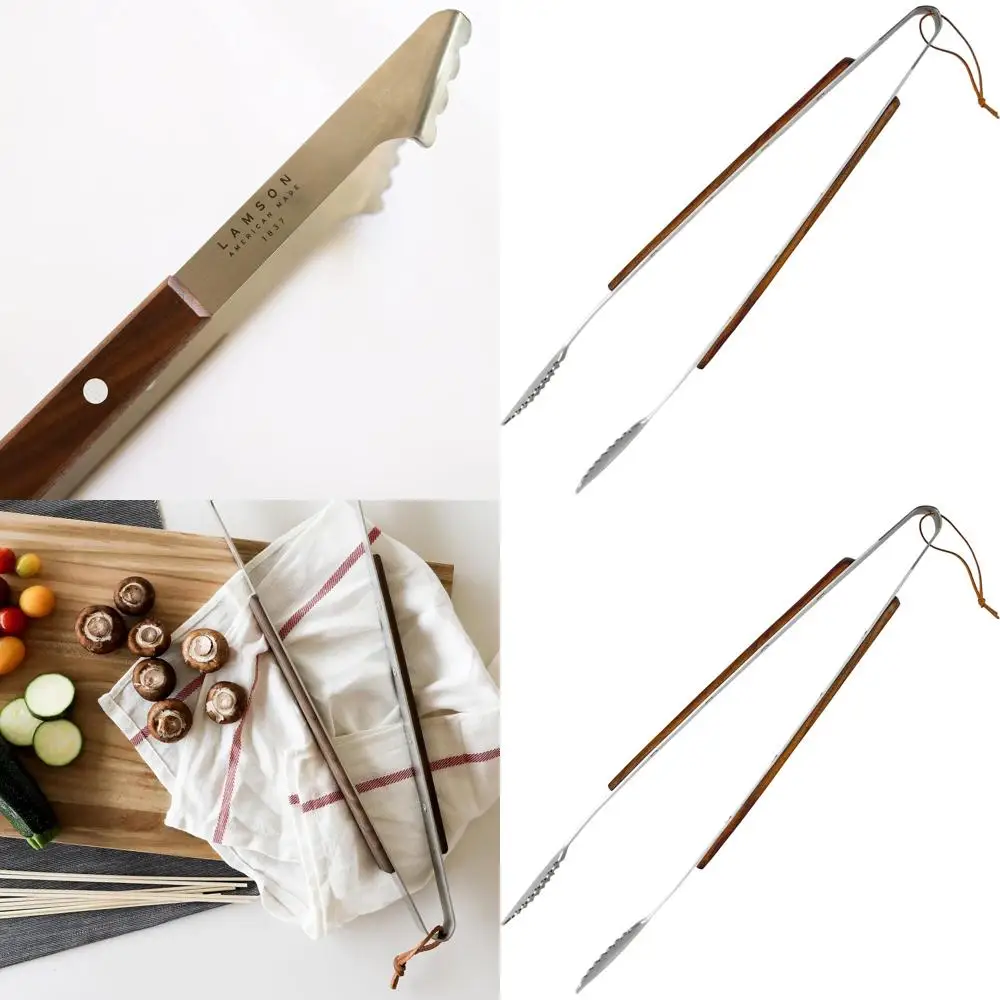 

Щипцы для барбекю с ручками из орехового дерева и заклепочными соединениями