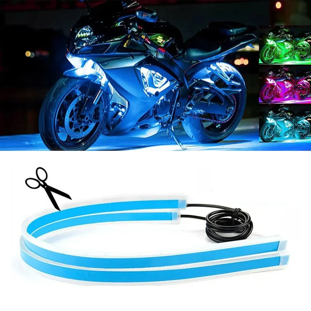 2pcs Motorcycle LED Decorative Light Turn Signal Strip Daytime Running Light Warning Taillights Led Ambient Light Waterproof