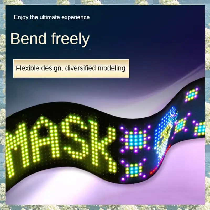 Nuovo pannello pixel LED, modulo LED flessibile USB 5V Display di animazione testo a scorrimento RGB, APP Bluetooth, 16X32 LED 7X17 cm Durevole