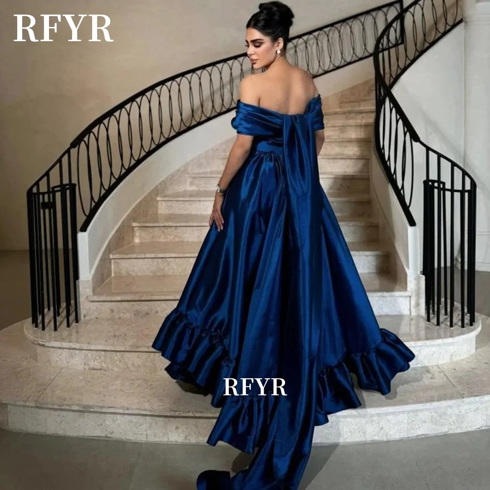 

Вечернее платье RFYR Royal Prom с рюшами и открытыми плечами, А-силуэт, с плиссировкой, на заказ
