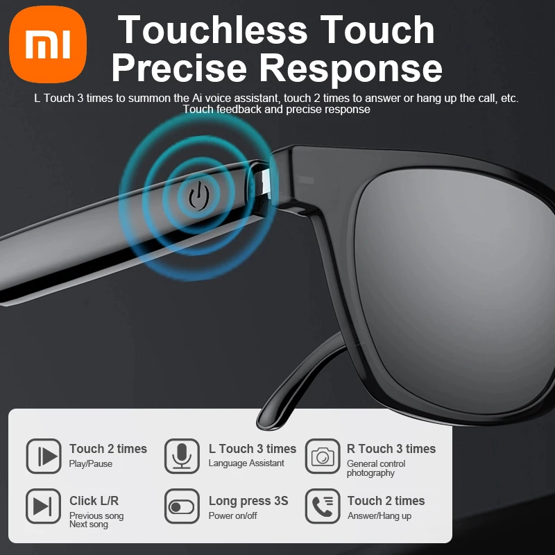 XIAOMI A11 gafas inteligentes AI Bluetooth traducción de llamadas de vídeo en varios idiomas control táctil gafas de sol deportivas de ciclismo ﻿