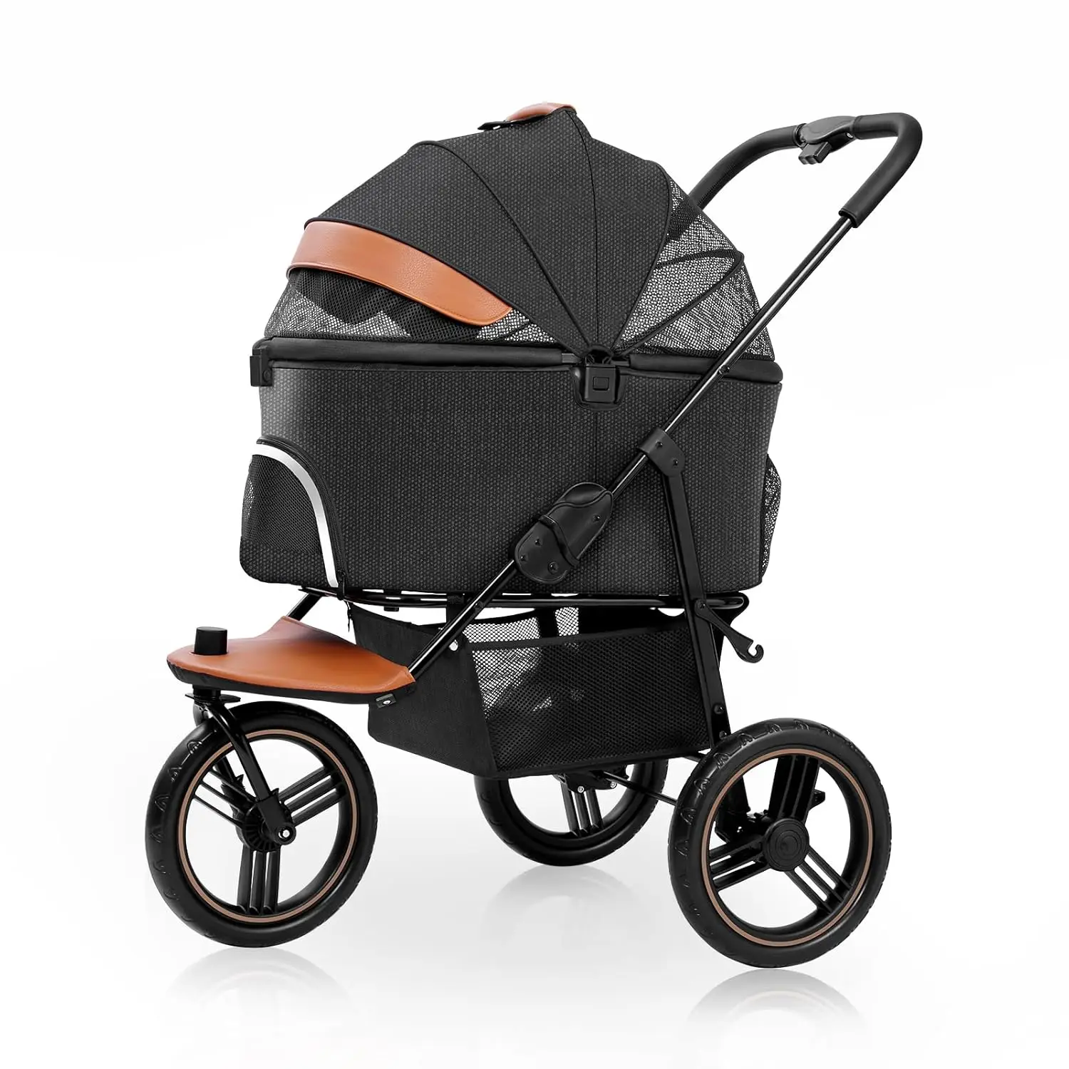 3in1 Pet Stroller Dog Cat Jogger Stroller 3 Wheels with Detachable Dog Carriage