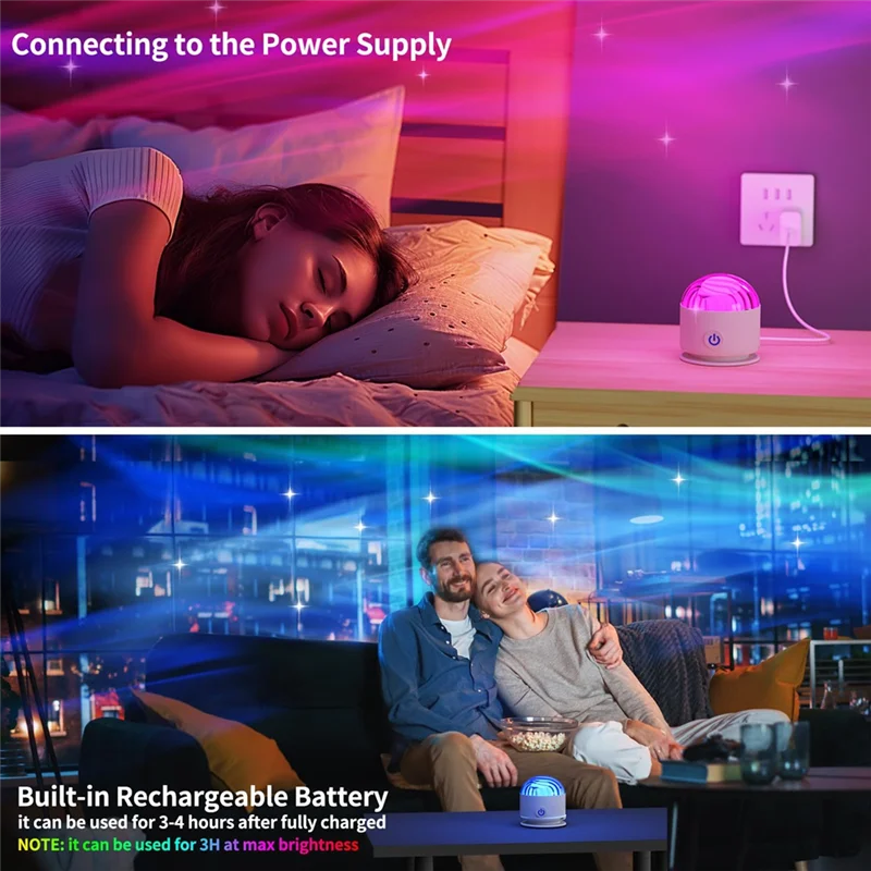 

T99C-LED звездный проектор для детей, перезаряжаемая световая лампа, проектор северного света с 16 световыми эффектами и пультом дистанционного управления