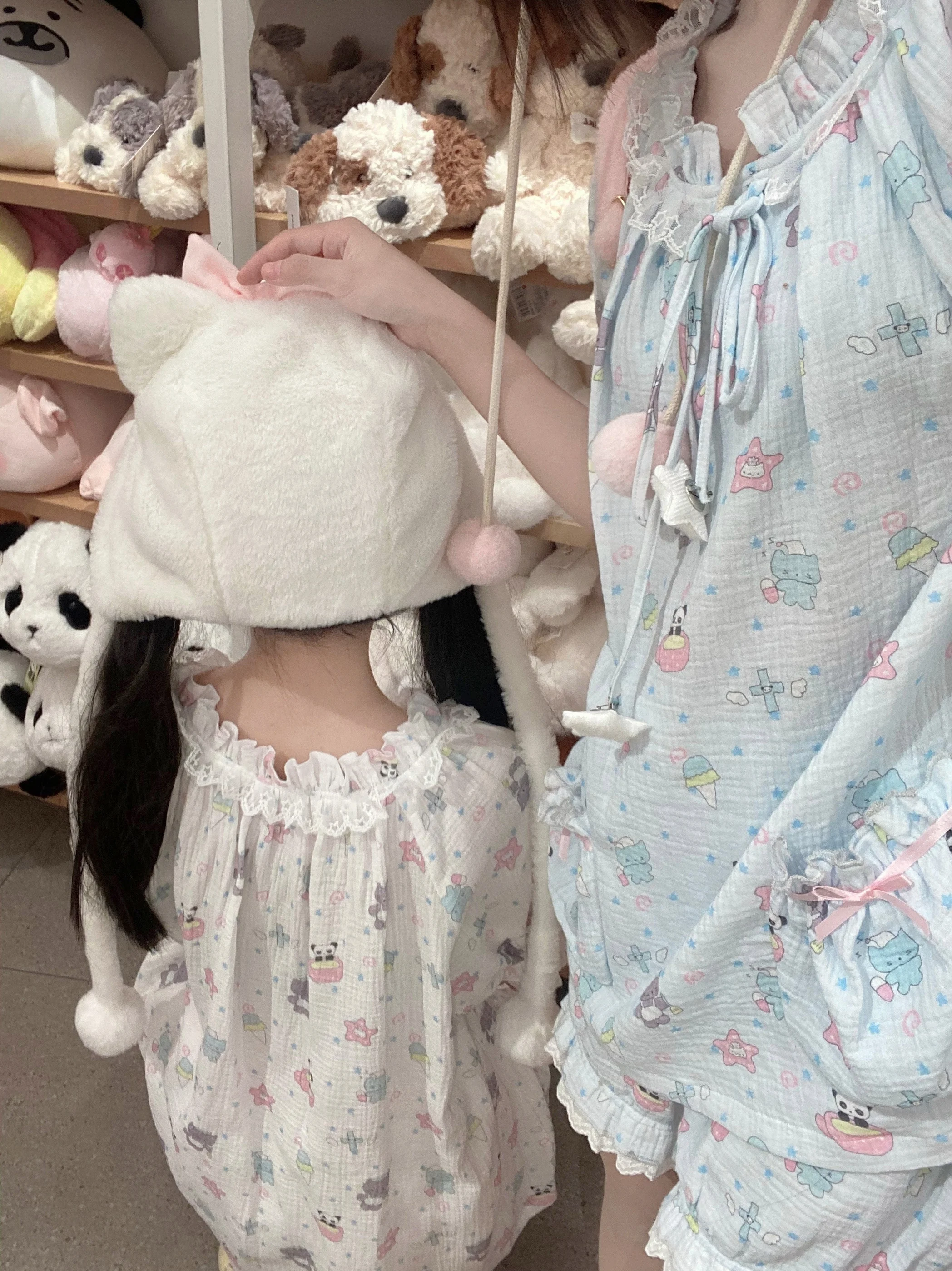 2025 Summer Japanese Original Pure Cotton Sweet Cute Cartoon Pajamas Skin-friendly and Breathable Outdoor Loungewear Pajamas Set