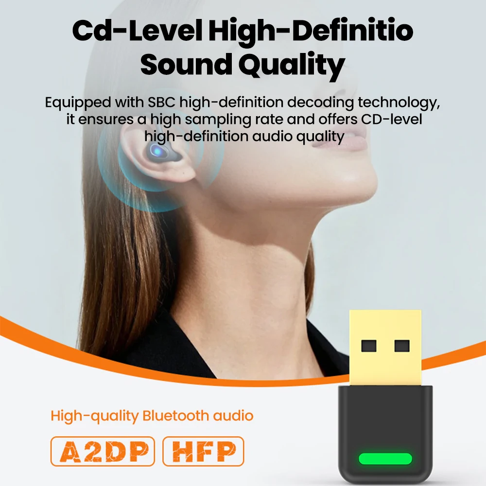 USB Bluetooth6.0 Adapter Dongle Driver Free Adapter Wireless Bluetooth Receiver Transmitter For Windows 11/10/8.1/7 System