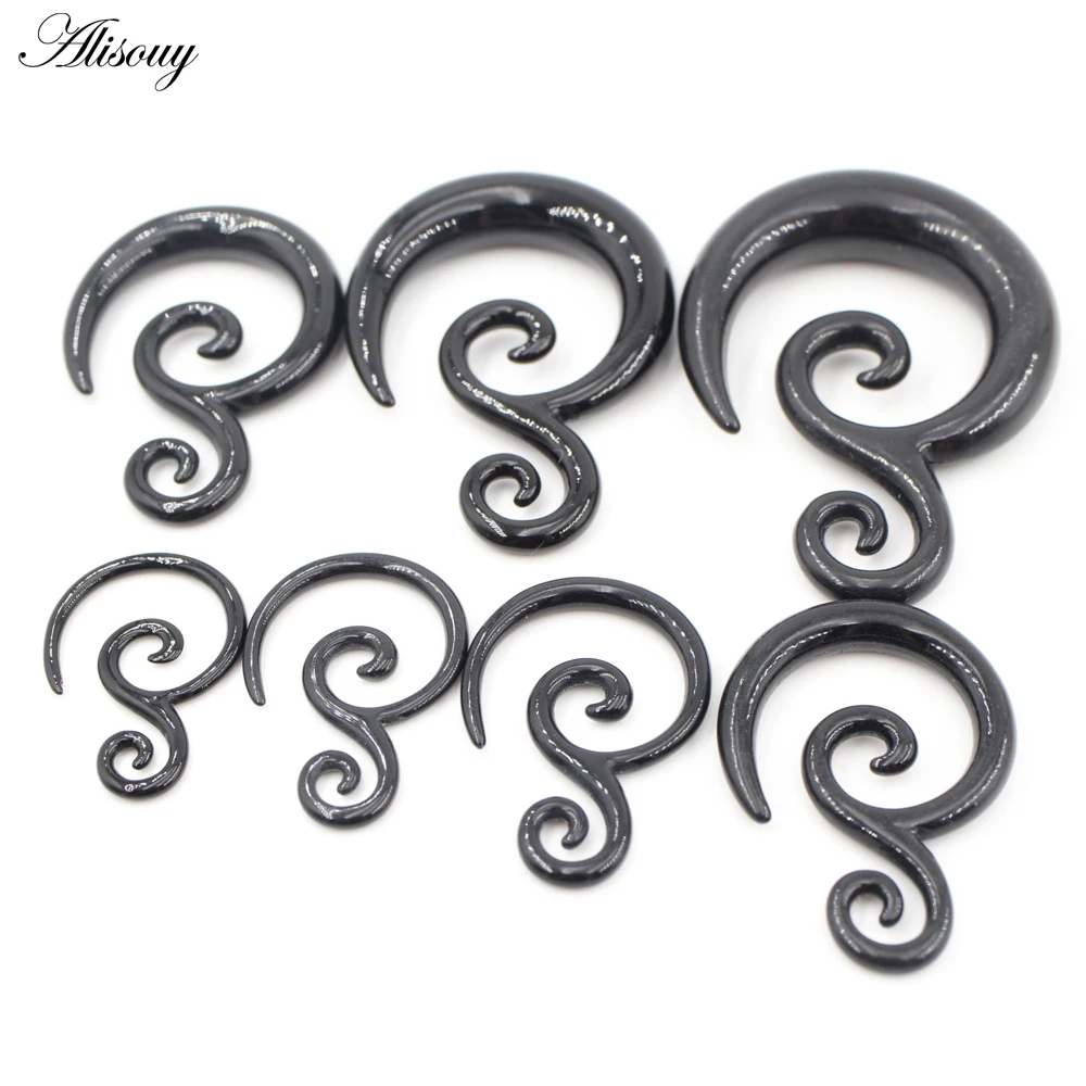 Acrylic Spiral Goat Horn Snail Ear Plugs, 2PCS