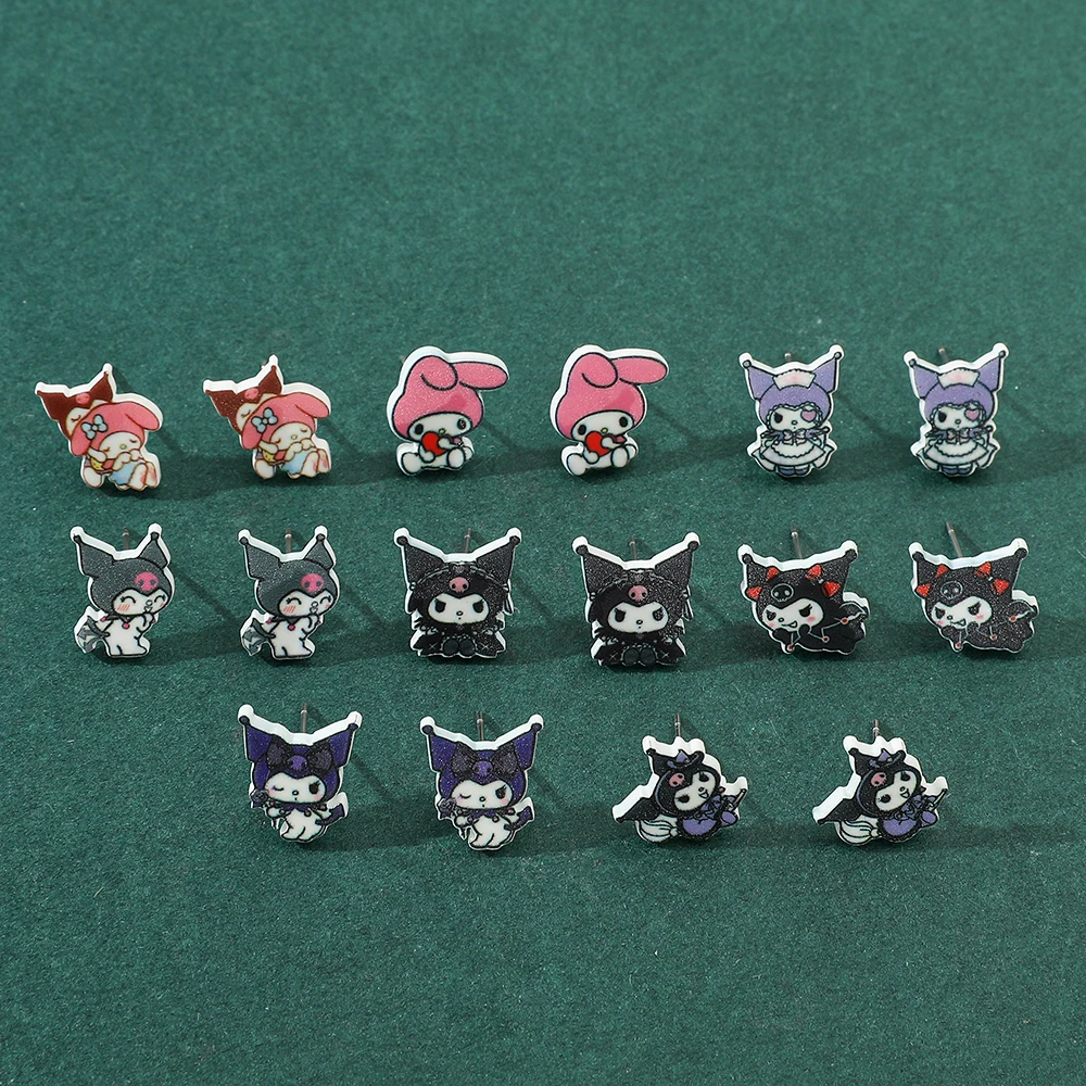 Sanrio Hello Kitty Acrylic Stud Earrings for Women Girls Kids Cartoon Gifts Ear Jewelry Accessories Exquisite Party Ear Stud