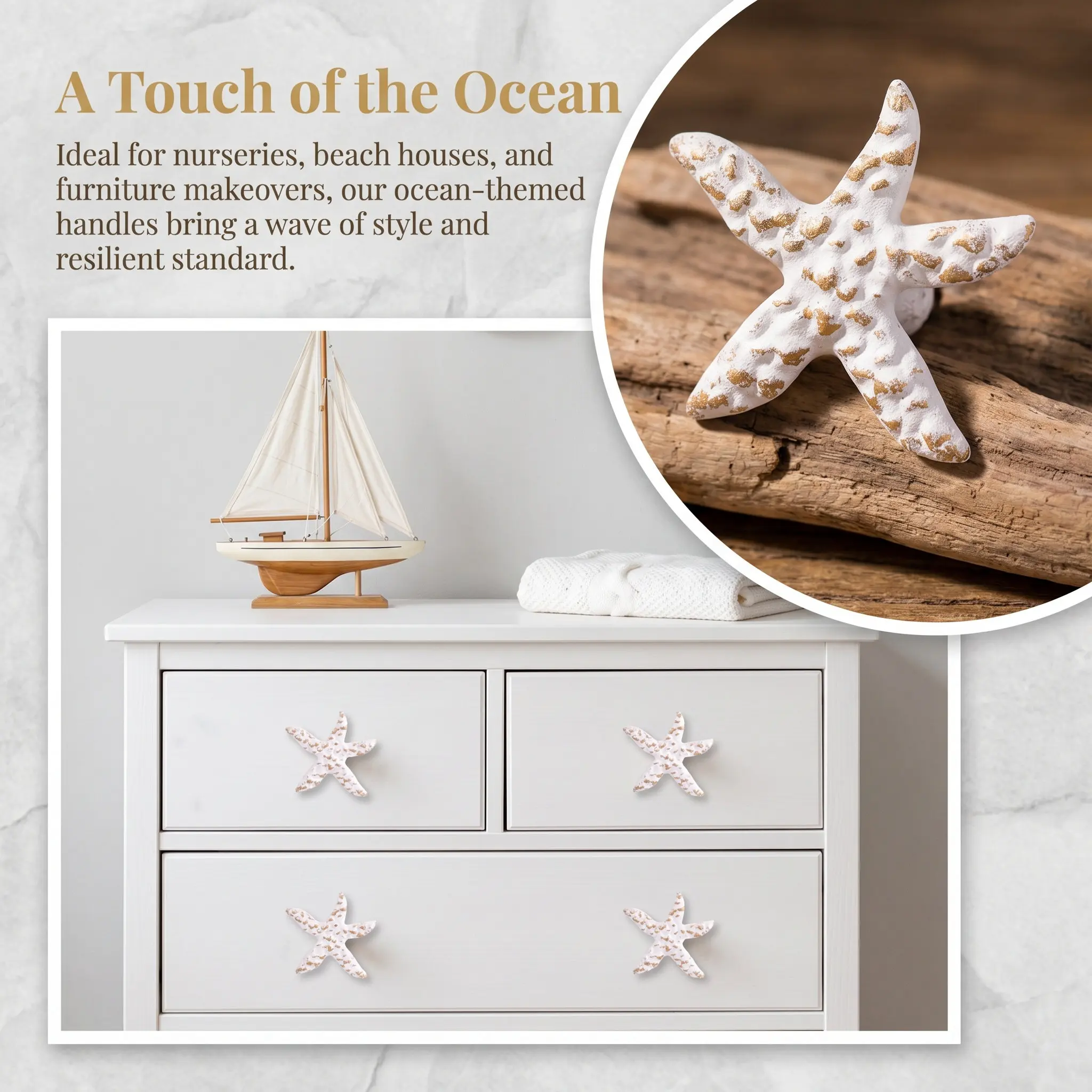 2Pcs Sea Star Drawer Handles Iron Knobs Retro Mediterranean Style Cabinet Pulls Ocean Theme Wardrobe Hardware Sea Star Knobs
