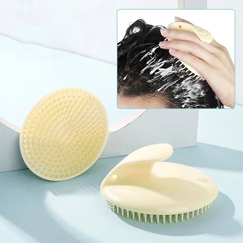 Brosse à shampooing en silicone pour massage, lavage de la tête, douche propre, favorise la santé des cheveux, peigne de lavage, utilisation sèche et sur support, soins capillaires, 2 pièces