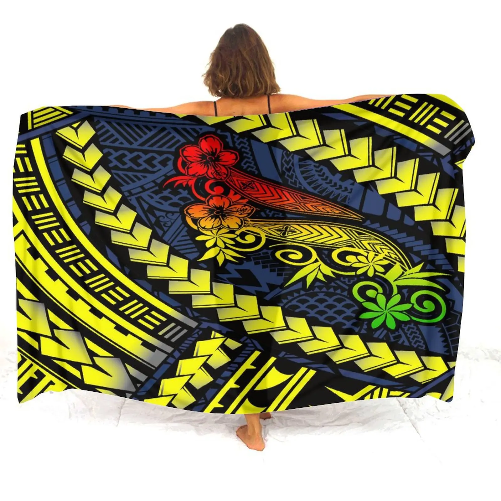 Ethnic Style Ethnic Style Pacific Island Beach Towel Women's Salone Polynesian Tribe Cape Hawaii Beach Vacation Towel
