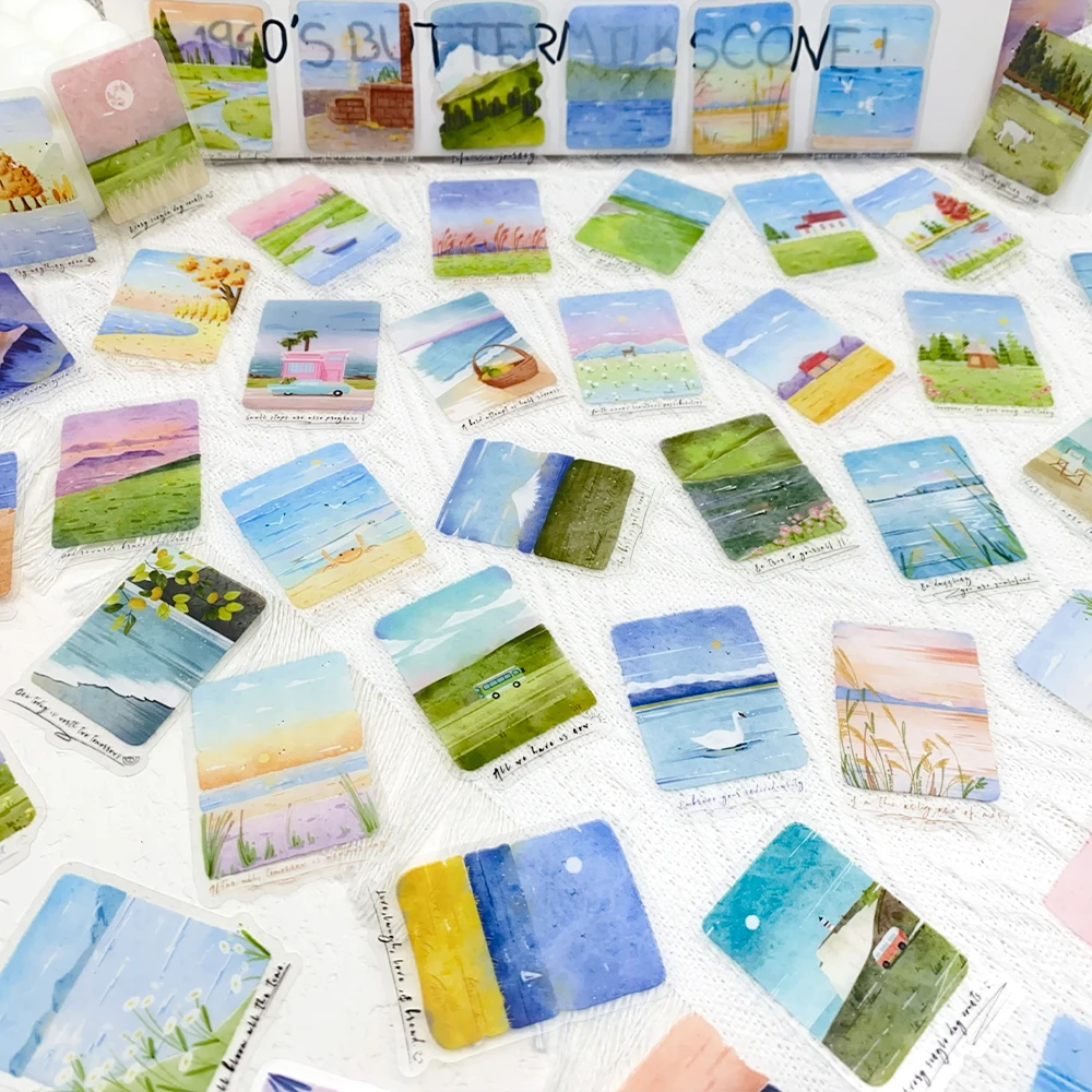 50 Stück Berge & Meere PET-Aufkleber für Laptop, Kühlschrank, Sammelalbum, DIY, ästhetische transparente Aufkleber, kreative Geschenke – Detail 4