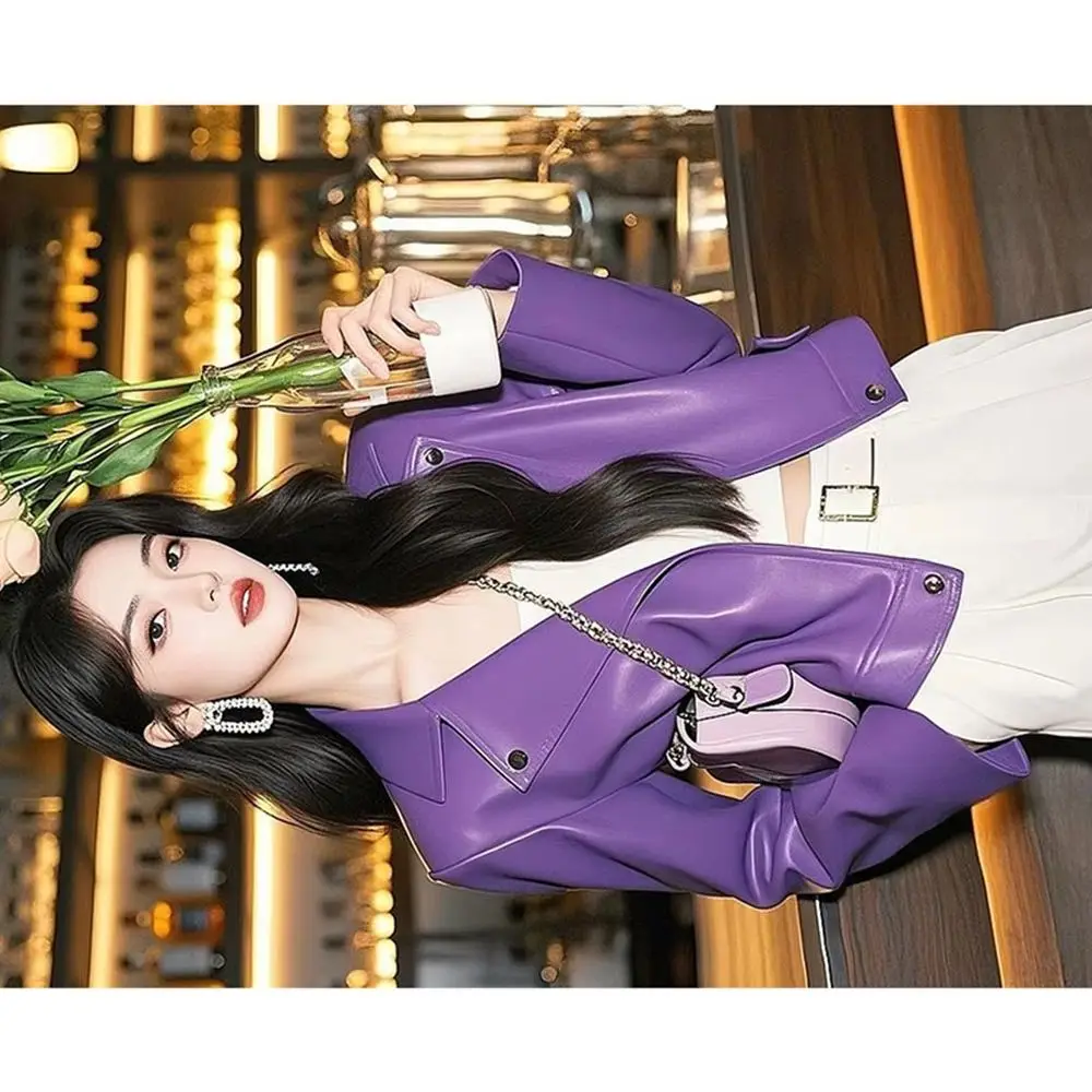 2026 خريف جديد الكورية المرأة بولي Leather سترة جلدية المرأة موضة قصيرة عادية كل مباراة جلدية الإناث فضفاضة جلدية سيدة Outerwea