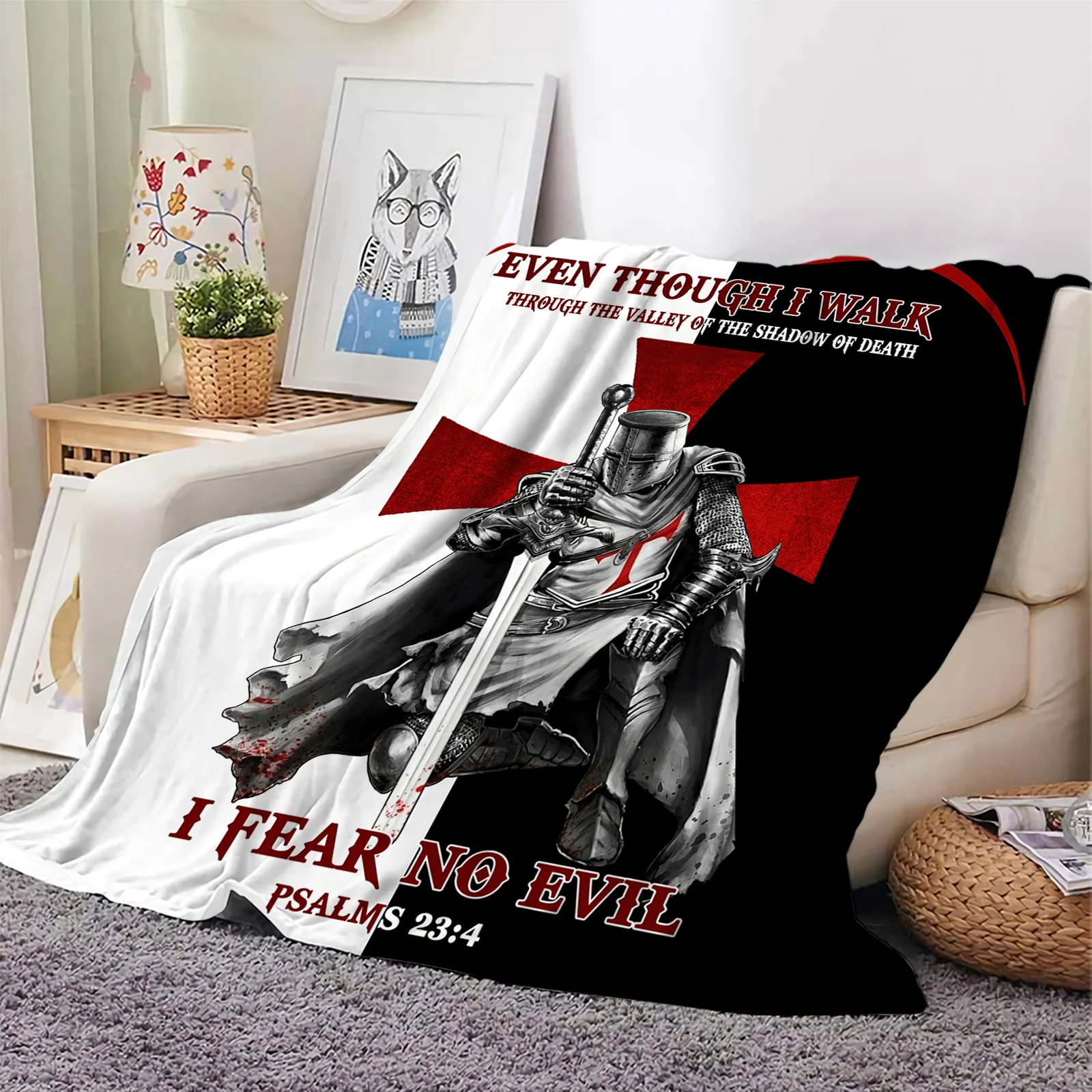 

Fashion Flannel Blankets Knights Templar 3D Printed Throw Blanket Office Nap Travel Portable Thin Quilts Dropshipping