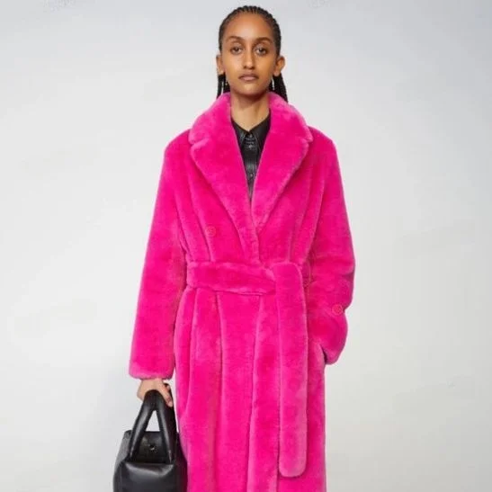 Long Rabbit Fur Mink Velvet Fake Fur Coat Thick Autumn Winter Outerwear Women's Slim Fit Plush Coat Chinese Brand Winter Coat