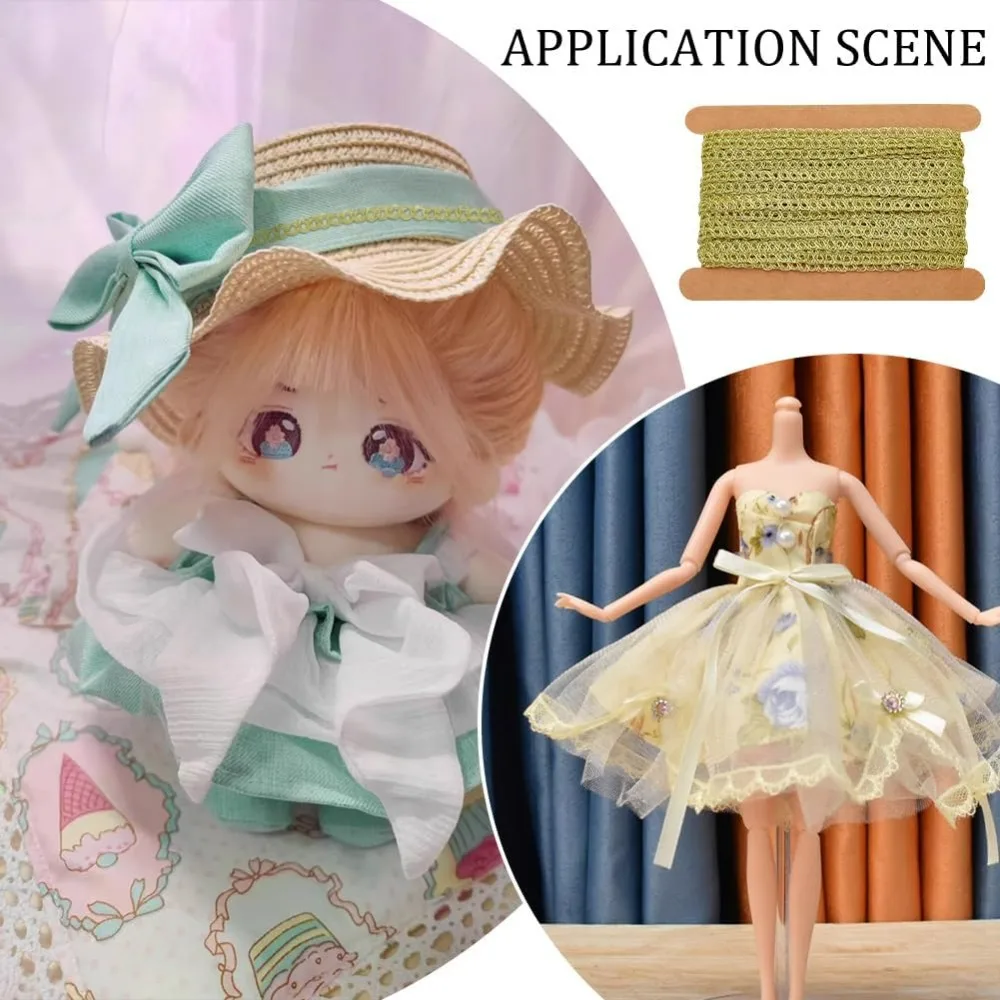 10 ياردة زخرفة معدنية 1/8 بوصة واسعة الشمبانيا الأصفر لامع الأعرجاب تقليم موجة نمط الخياطة الشريط النايلون الدانتيل تقليم موجة حافة