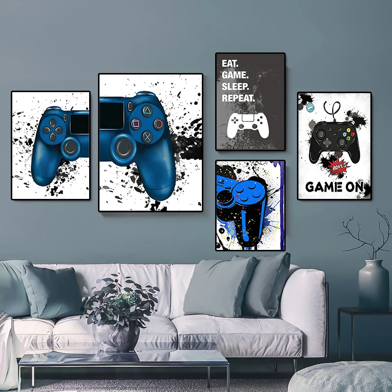 Gaming Room Gamepad Graffiti Canvas Paintings Abstract Posters and Prints Wall Art Pictures Gamer Gift for Boys Room Decor