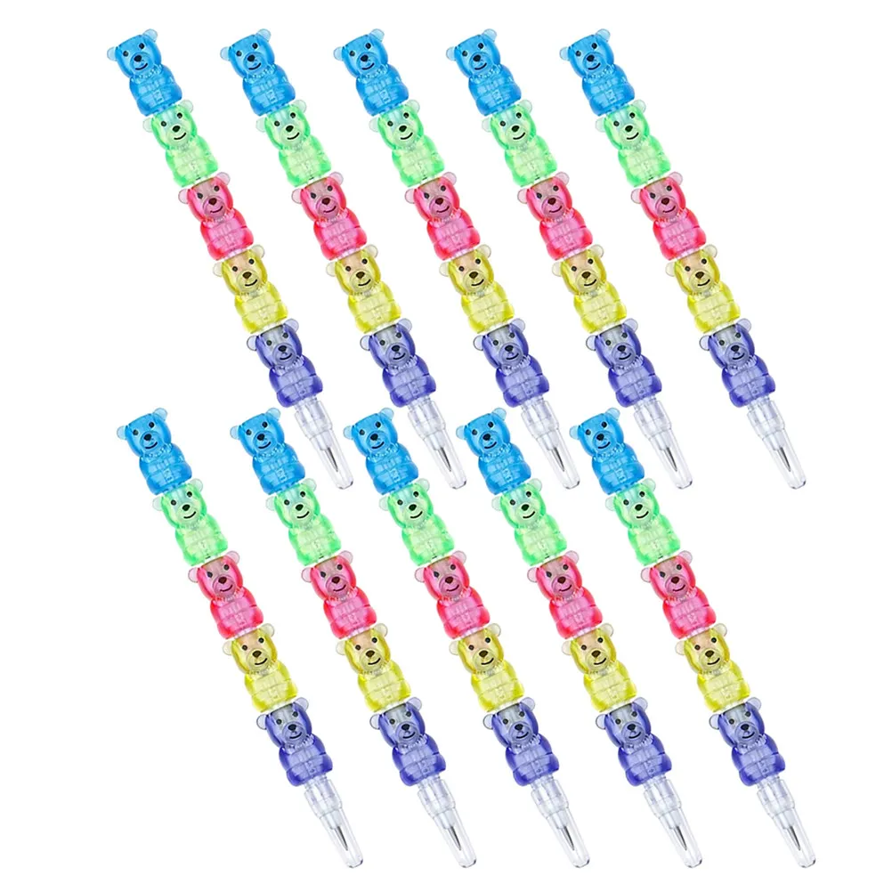 

12Pcs Cute Bear Stackable Plastic Pencils Cartoon Style School Supplies Writing Pencils Birthday Party Favors Creative