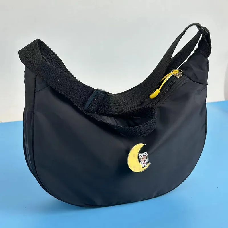 Nylon Single Shoulder Bag Solid Color Crossbody Bag for Women Teen Girls College , White-Collar , Office,Work ,Business, Travel