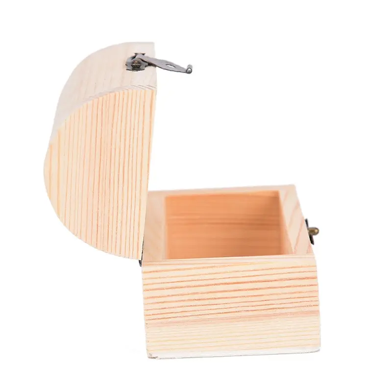Wooden Storage Box Plain Wood With Lid Multifunction Square Hinged Craft Gift Boxes For Home Supply Storage Decor 9*6.2*5.4cm