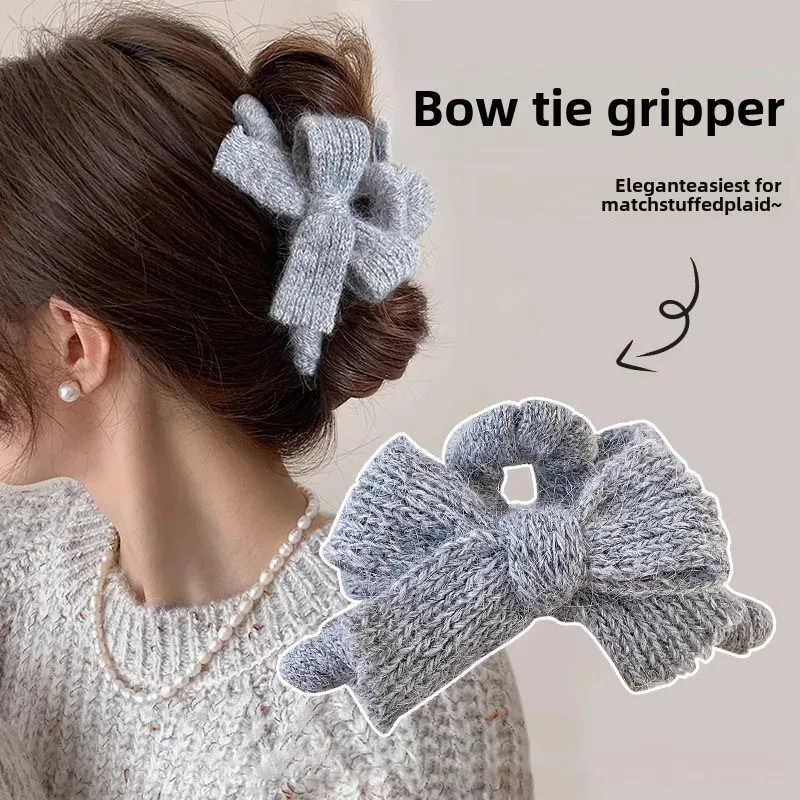 Herbst und Winter Plüsch Schleife Halteklammer Wolle Krallenklammer Accesorios Para El Cabello Yngк Gabri Волос Haarschmuck für Frauen – Detail 1