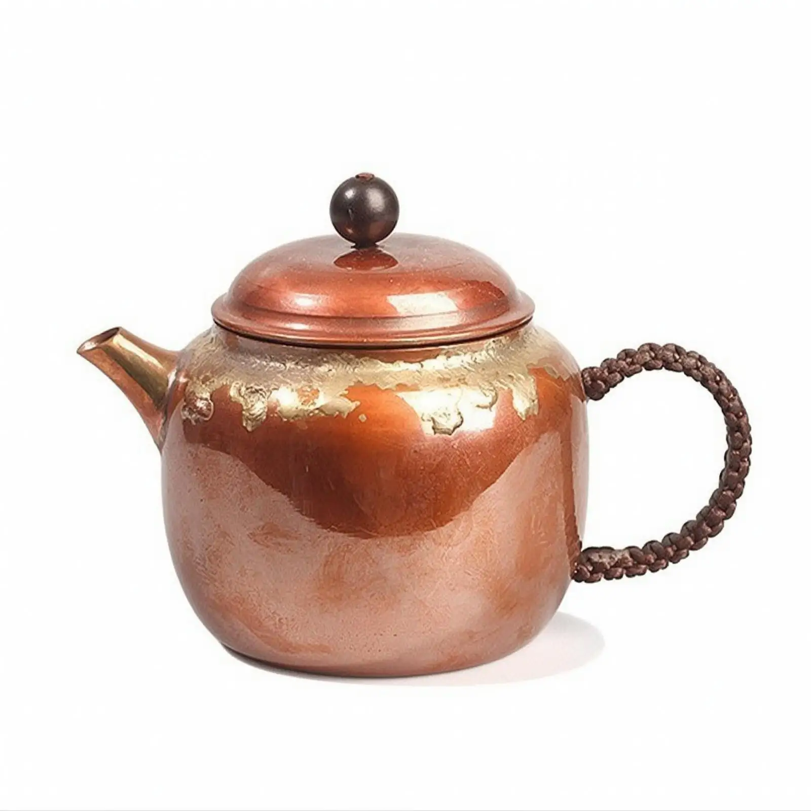 Uncoated Copper Tea Kettle for Boiling Water Artisan Hammered Texture Traditional Brewing Pot for Loose Leaf Tea Enthusiasts