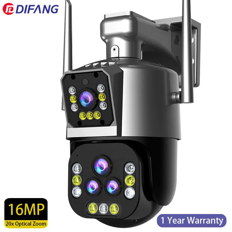 

DIFANG 16MP Four Lens WiFi PTZ IP Surveillance Camera Security Camera CCTV Waterproof Panoramic Outdoor Street 20x Optical Zoom