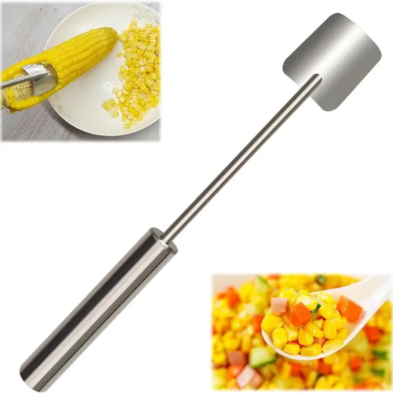 Corn Peeler Stainless Stee Corn Cob Stripper Tool Long Handle Corn Kernel Remover Thresher for Home Restaurant Kitchen Gadgets