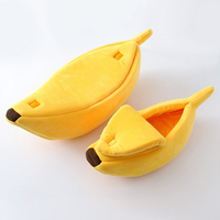 Cute Banana Shape Dog Bed Cat Bed Pet Sofa Soft Cozy Small Dog Sleeping Sofa Bed Warm Creative Pet Nest With Cover Pet Supplies